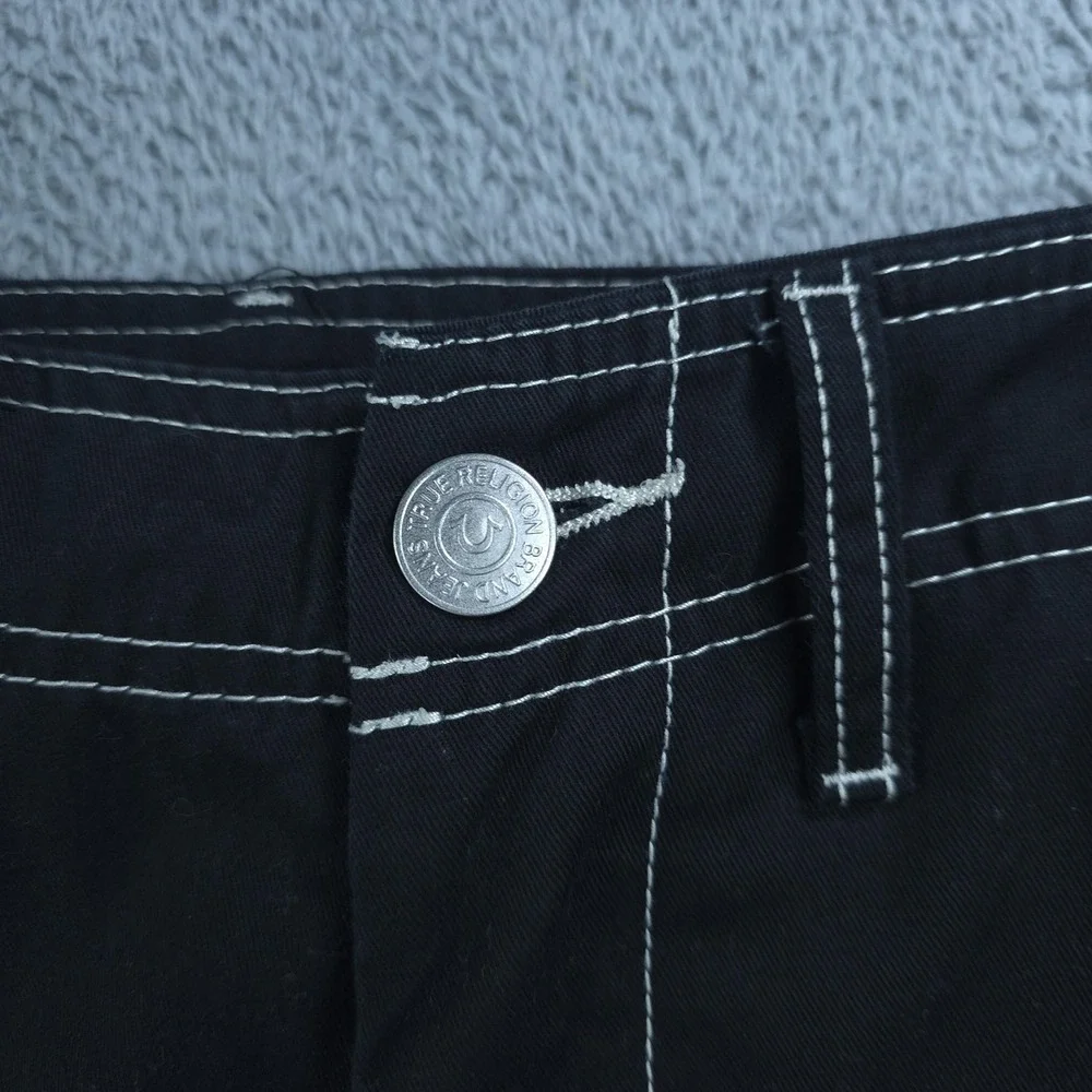 True Religion Cargo Pants Mens 34 Black Contrast Stitch Relaxed Fit Canvas